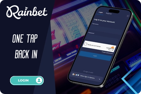 Rainbet login screen with password and social sign-in