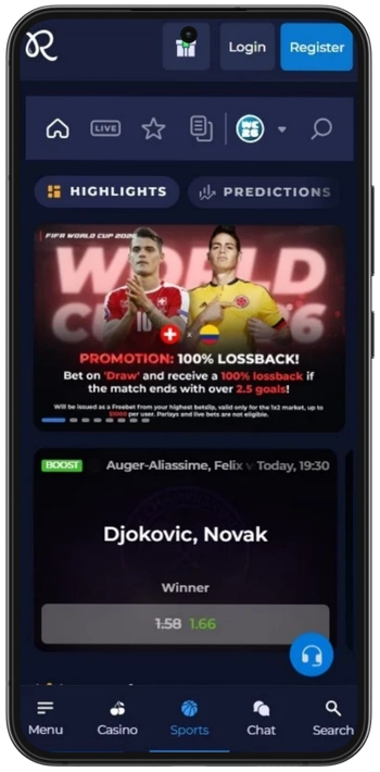 Rainbet Casino sportsbook with live boxing and tennis markets