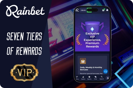 Rainbet Casino VIP rewards program with seven loyalty ranks
